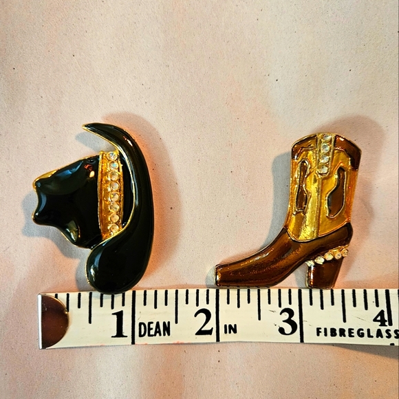 Boot & Hat Set Whymsical Western Cowboy/girl Brooches Pins Vintage 80s-90s Era - Picture 8 of 8